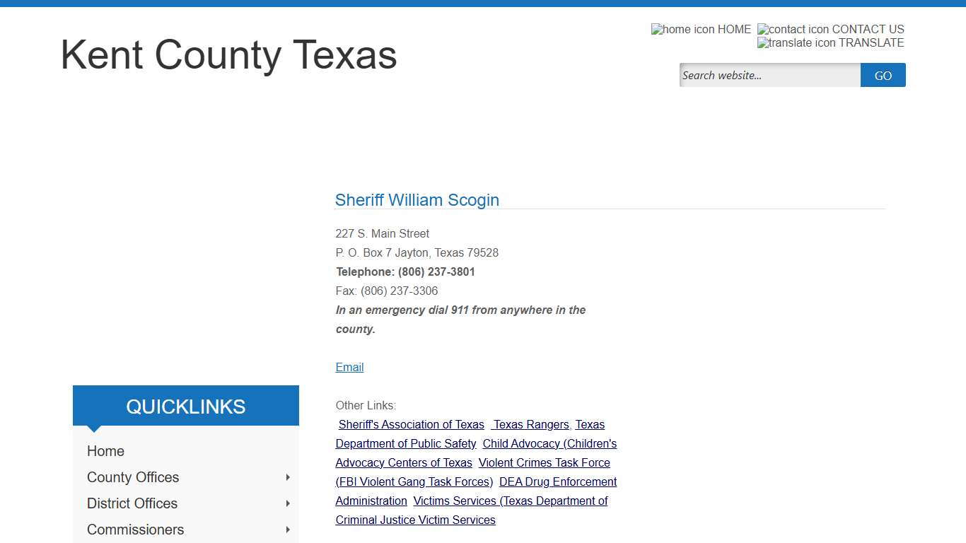 Sheriff - Kent County, Texas